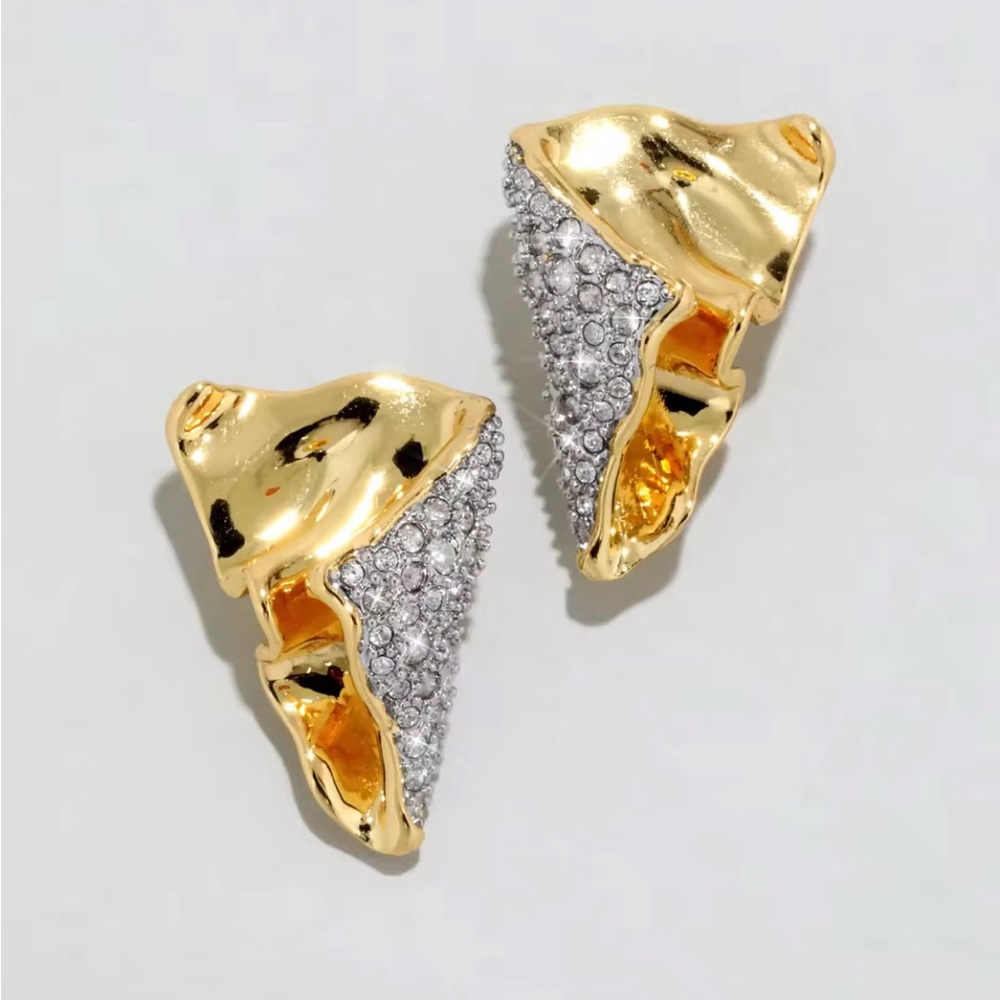 NEW Alexis Bittar Solanales Gold Crystal Folded Over Earrings
